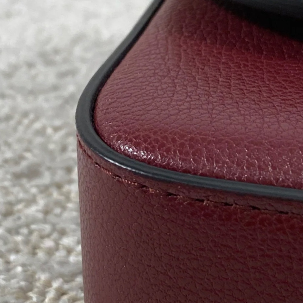 Authentic Pre-Owned Dior Medium Saddle Pouch with Chain Burgundy Goatskin - Picture 9 of 16